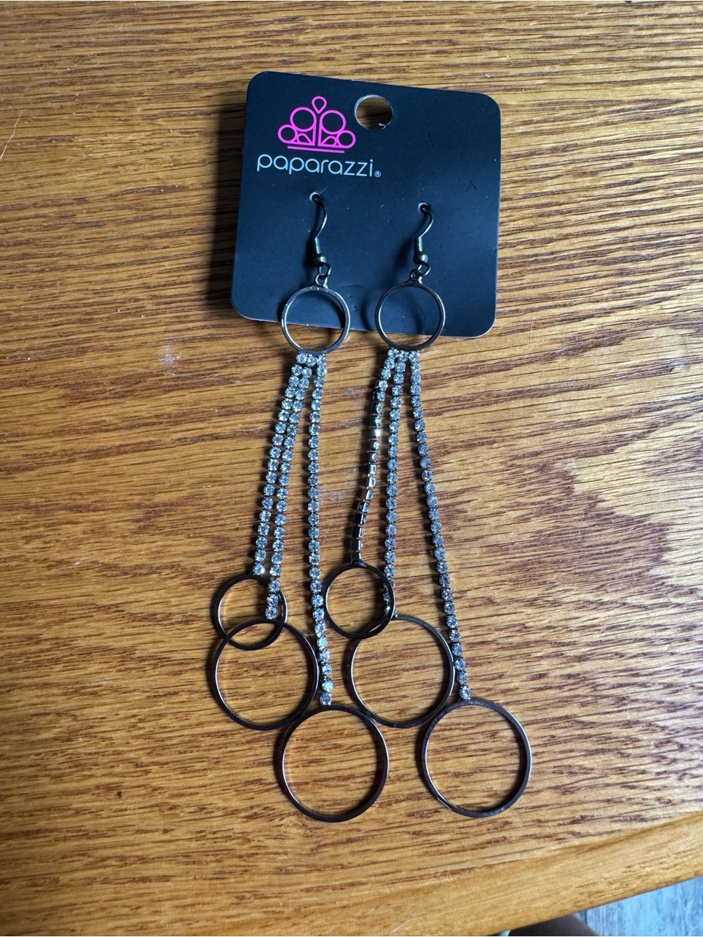 paparazzi Silver-Tone Multi-Hoop Rhinestone Drop Earrings